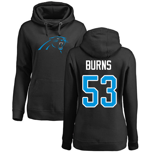 Carolina Panthers Black Women Brian Burns Name and Number Logo NFL Football 53 Pullover Hoodie Sweatshirts